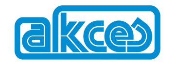 Logo Akces Logo firmy Akces w kolorze niebieskim